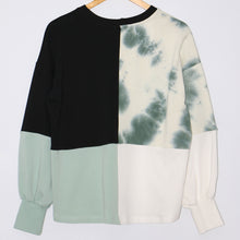 Load image into Gallery viewer, Whitby Sweat Top rear view in Matcha /Black/Chalk